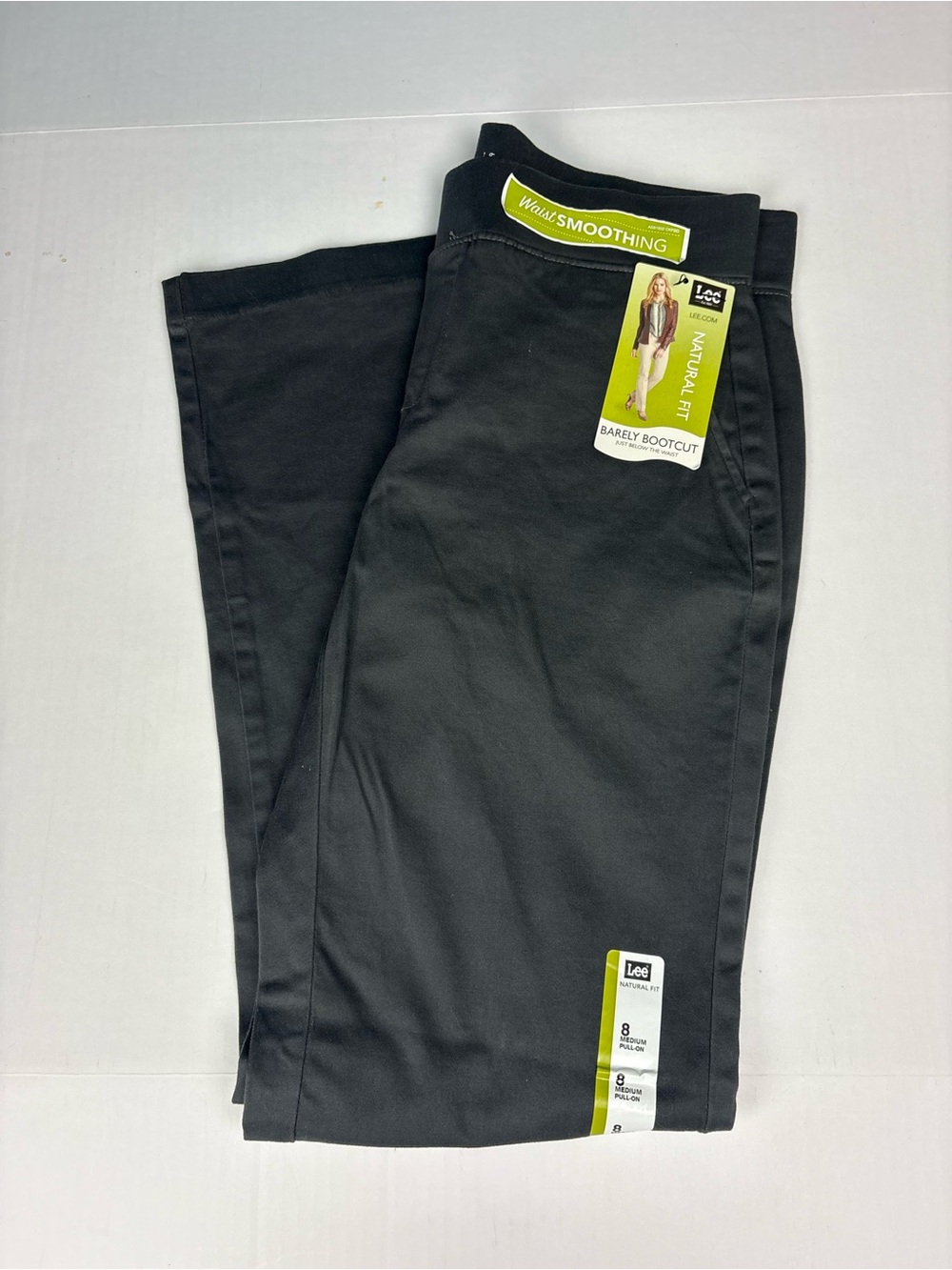 Lee Women Size 8 Medium Pants New Tags Pull On Dark Gray Natural Fit Barely Boot